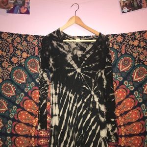 Boho Tie-Dye Long Sleeve Tee-Shirt Dress